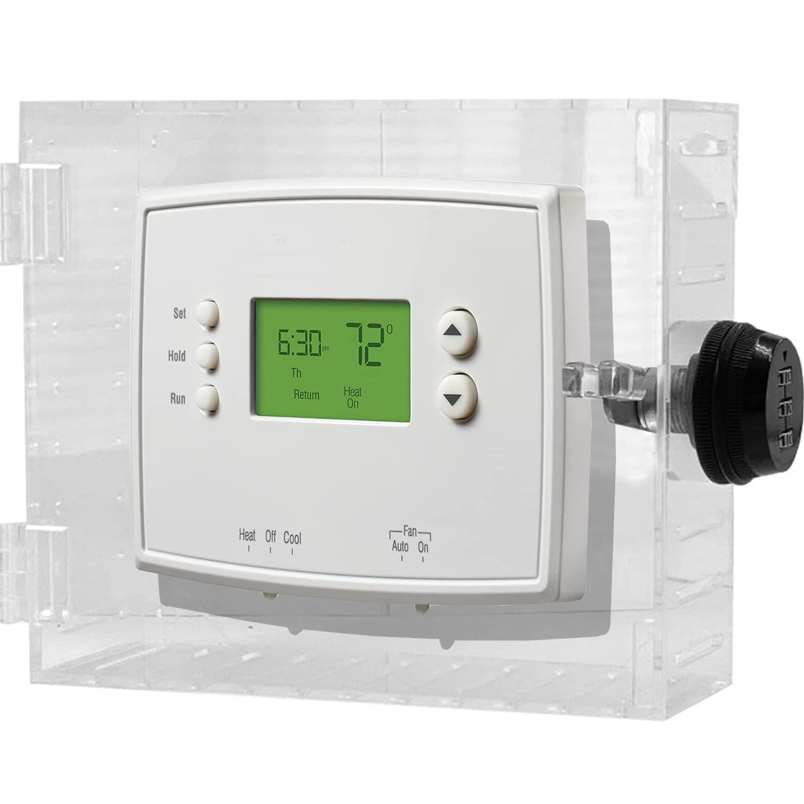 Universal Large Thermostat Guard with Combination Lock for Wall,Clear Thermostat Lock Box with Changeable Code Combination Lock,Fits Thermostats6.3" x 5.5" x 2.4" or Smaller (1 PCS)
