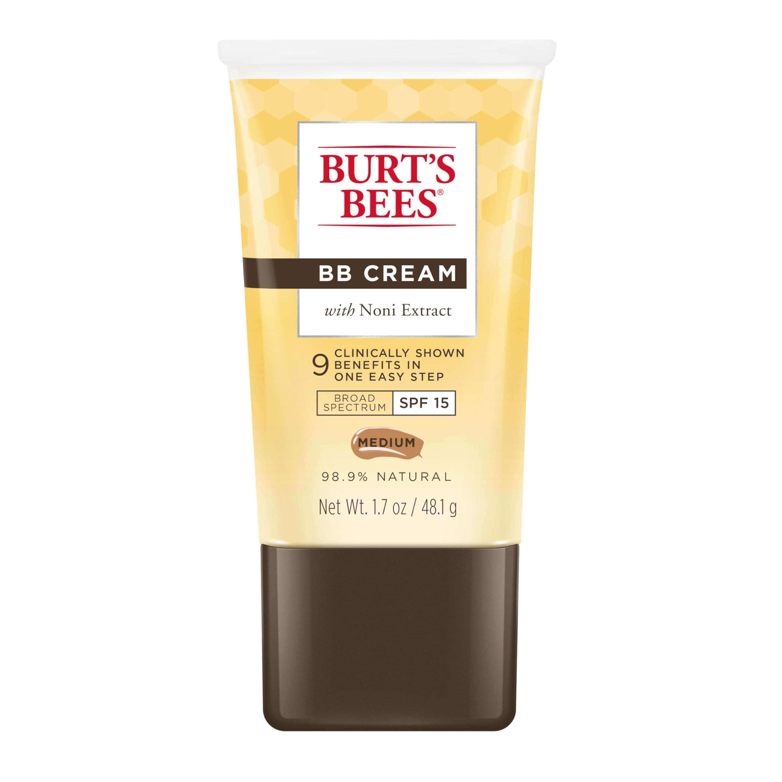 Burt's Bees BB Cream With SPF 15, Broad-Spectrum Sunscreen Tinted Lotion for All Skin Types, 98.9 Percent Natural Origin Skin Care, Medium, 1.7 oz. Tube
