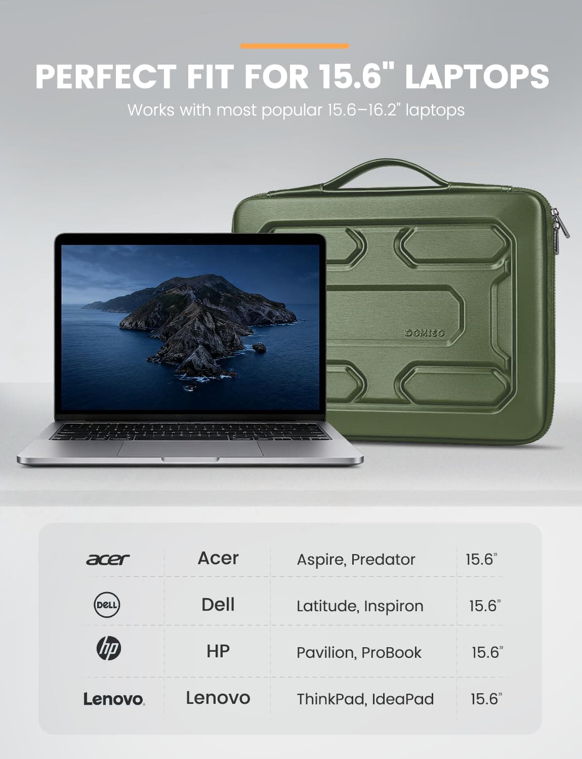 DOMISO Inch Shockproof Laptop Sleeve Protective Case with Handle AA41B, green