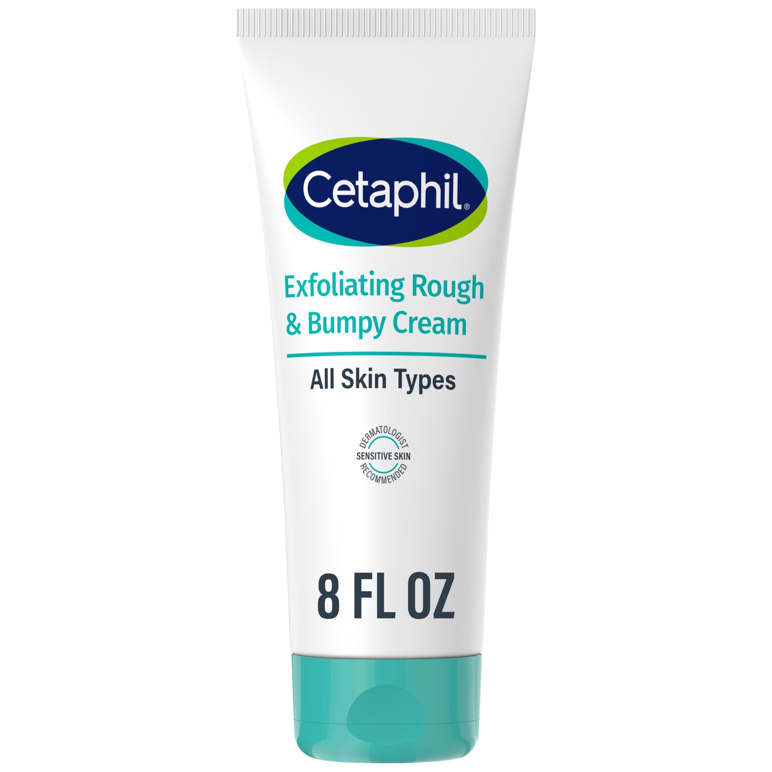 Exfoliating Rough & Bumpy Cream, Lightweight Cream for All Skin Types, 8 oz Tube, 20% Urea, Gently Exfoliates, Refines Skin Texture, Dermatologist Recommended Brand