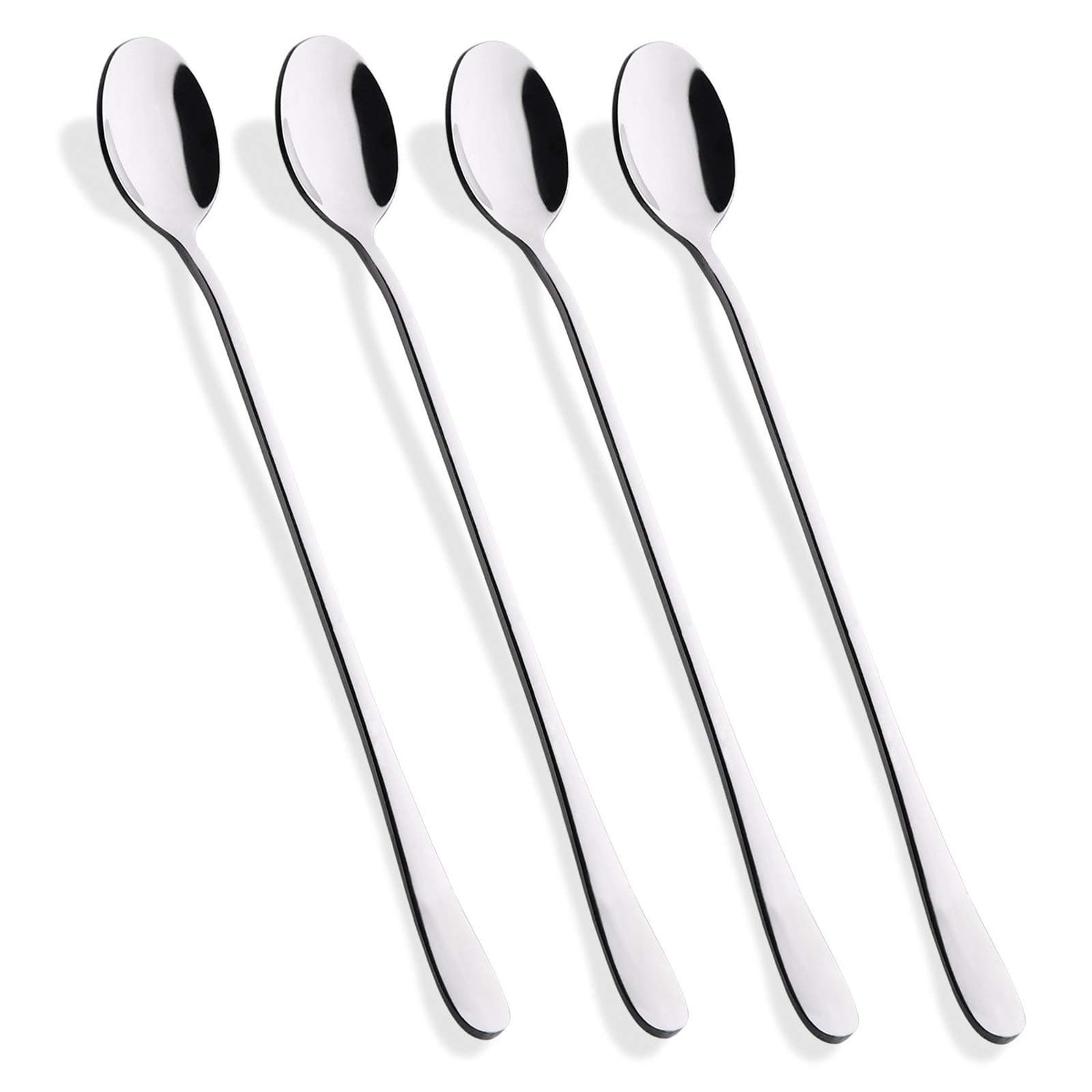 Hiware 9-Inch Long Handle Iced Tea Spoon, Coffee Spoon, Ice Cream Spoons, Stainless Steel Cocktail Stirring Spoons, Set of 4