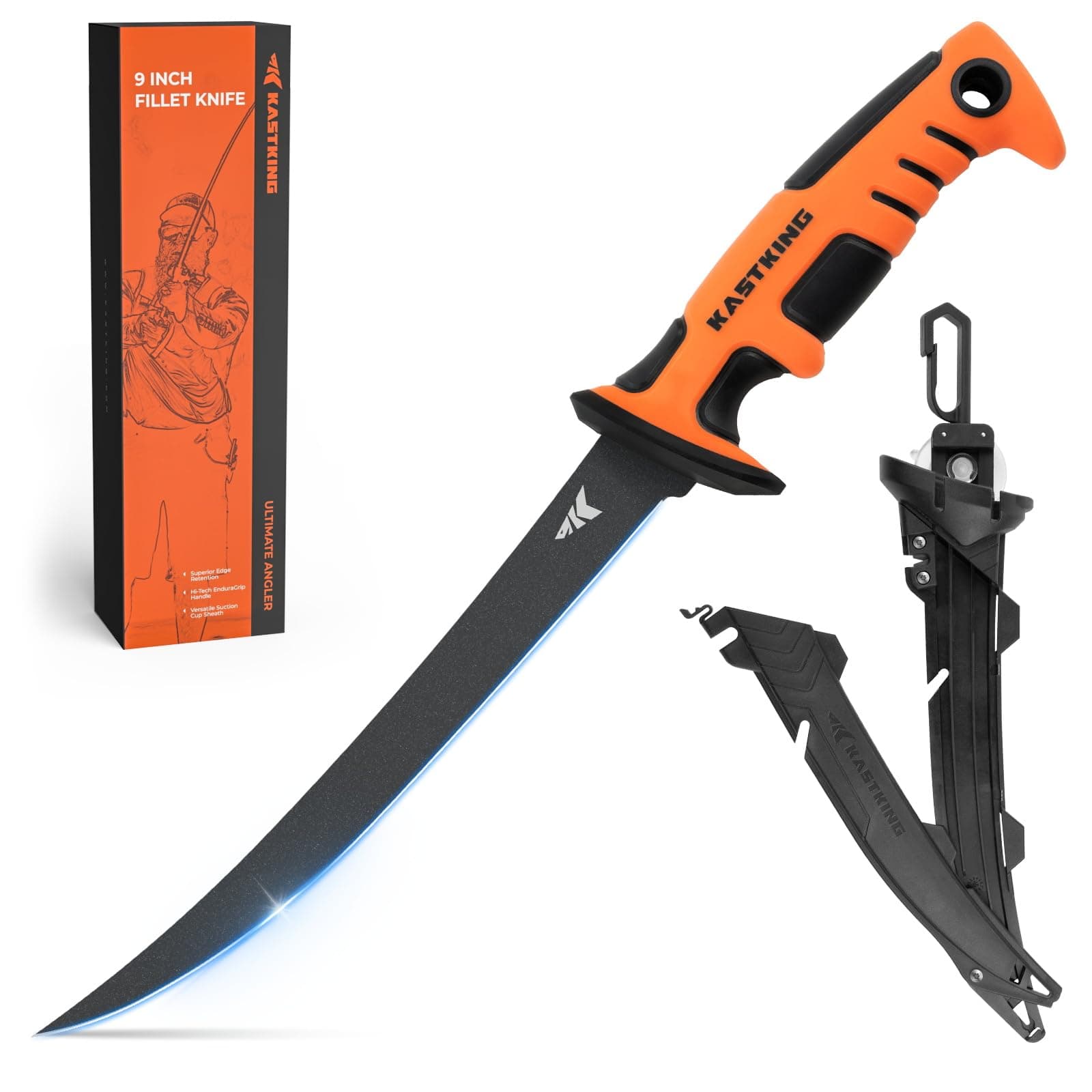 Ultimate Angler 9" Fillet Knife, Razor Sharp Corrosion-resistant Vanadium Stainless Steel Blade, Fishing Knife Includes Sheath with Sharpener & Line Cutter, EnduraGrip Ergonomic Handle