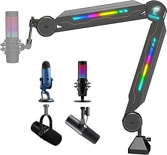 RGB Microphone Boom Arm, TONOR Gaming Mic Stand Streaming Mic Arm for Gamer Discord Youtuber Recording Microphone Arm Compatible with Most Microphones, Great for for Gaming Streaming, T90