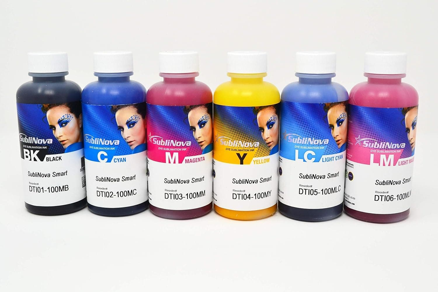 Ink Tec Sublinova Smart DTI Dye Sublimation Inks (6 Colour Set (C,M,Y,K,LC,LM), 100ml)