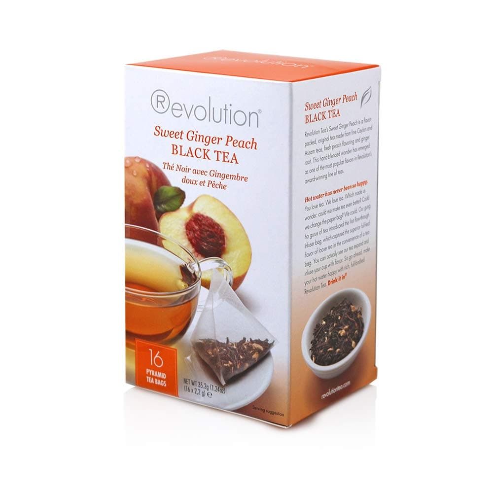 Revolution Tea - Mesh Infuser Full Leaf Tea - Sweet Ginger Peach Black Tea - 16 Bags