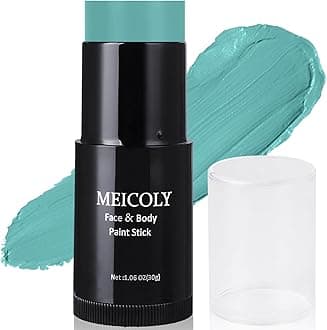 MEICOLY Teal Face Body Paint Stick(1.06 Oz),Cream Blendable Full Body Paint Stick,Peacock Face Paint,Sweatproof Waterproof Face Body Paint Makeup Based Stick for Halloween Special Effects SFX Cosplay