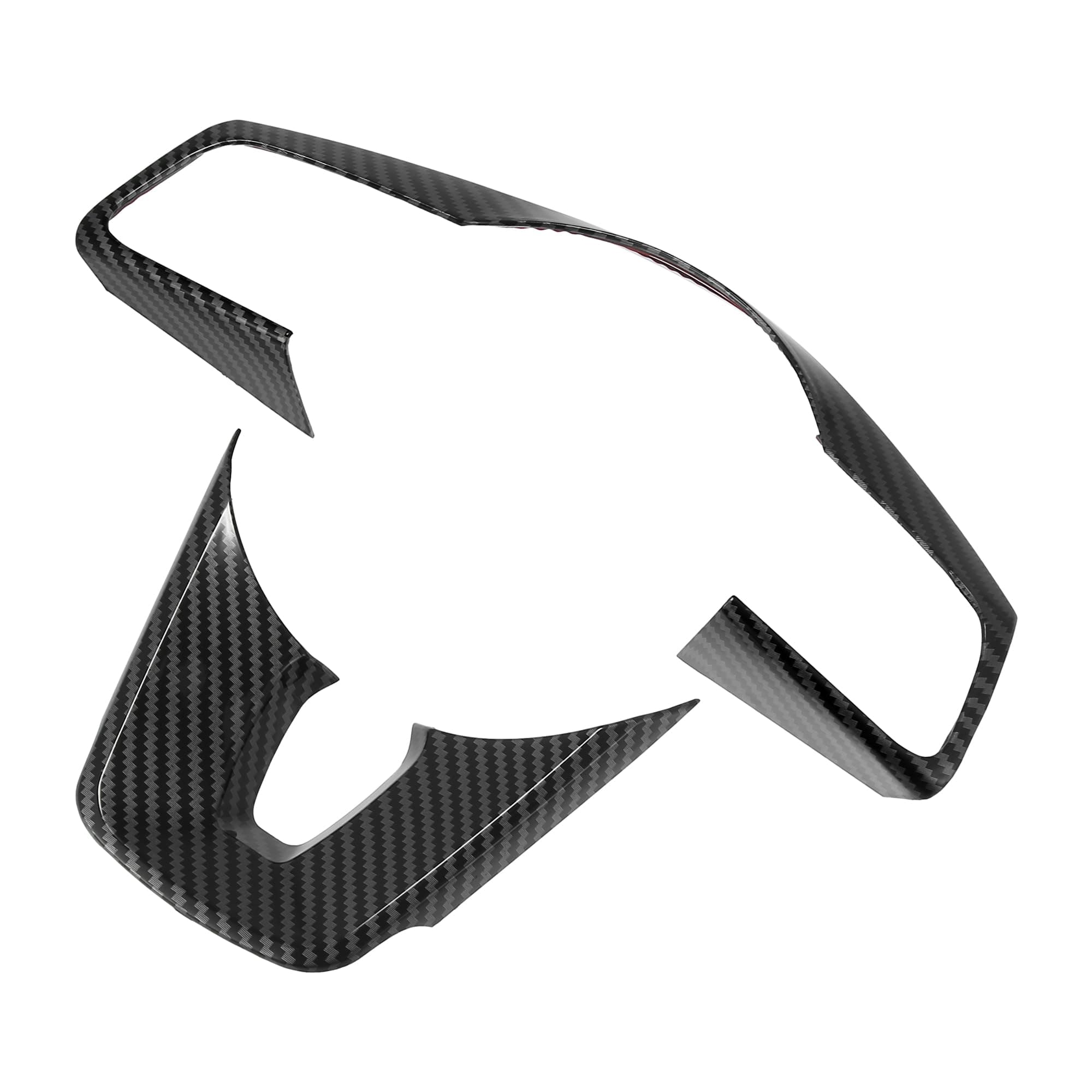 X AUTOHAUX 2pcs ABS Plastic Carbon Fiber Pattern Black Interior Steering Wheel Cover Trim Set for Kia Forte 2019-2021 for Kia Sportage Inner Decoration Auto Accessories