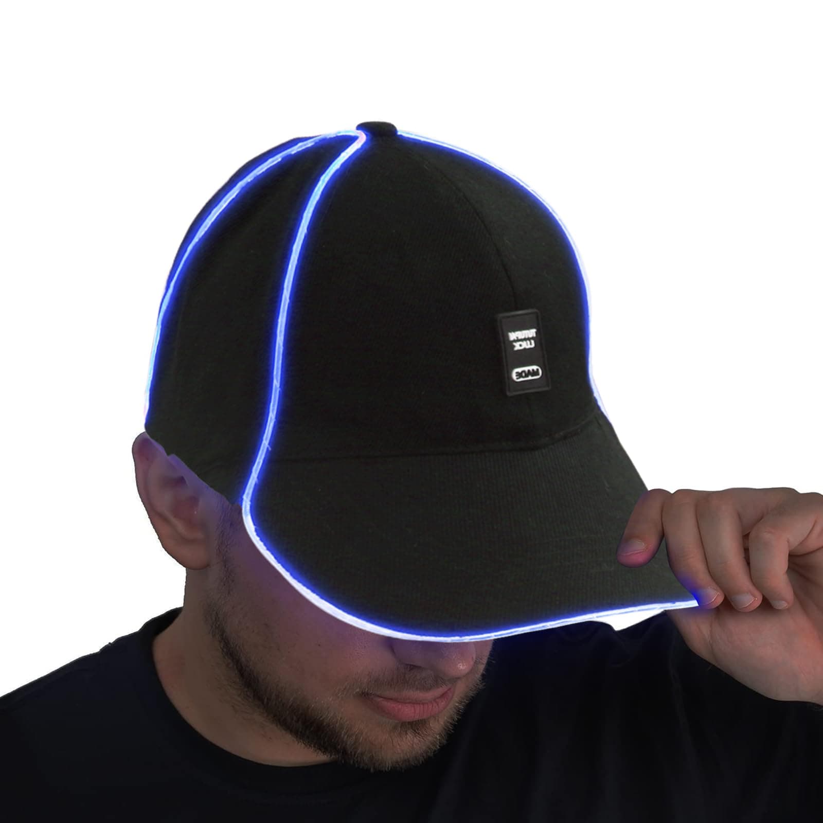 SAFEBAOLed Hat Light Up Baseball Cap with 11 Flashing Modes Glow Rave Party Hat for Festival Hip-hop Club (Black)