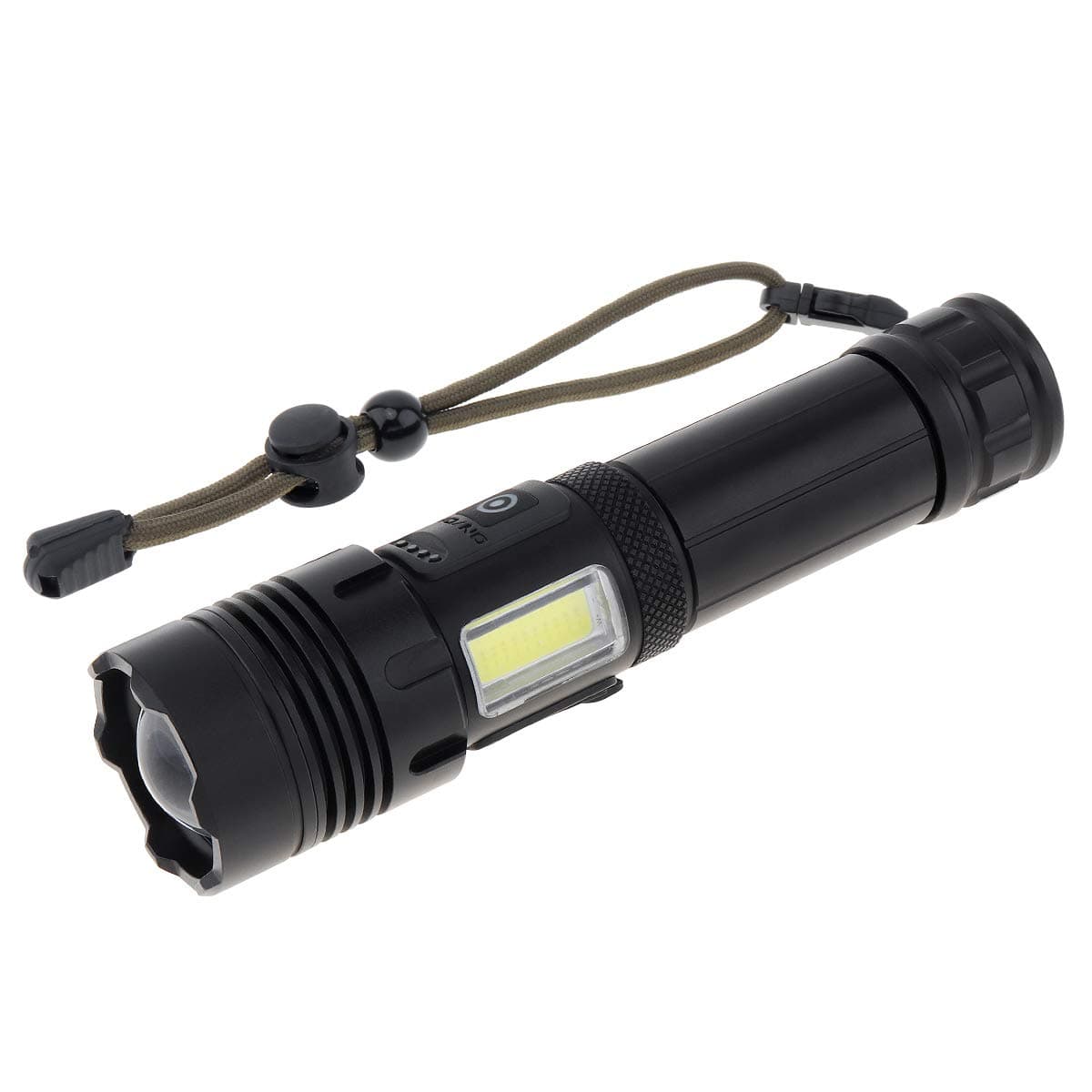 SecurityIng Ultra Powerful Tactical Hunting 7 Modes Light Rechargeable USB Zoomable LED Flashlight with Micro Charging Support 2 x 18650/26650 for Hunting/Camping (7Inch)