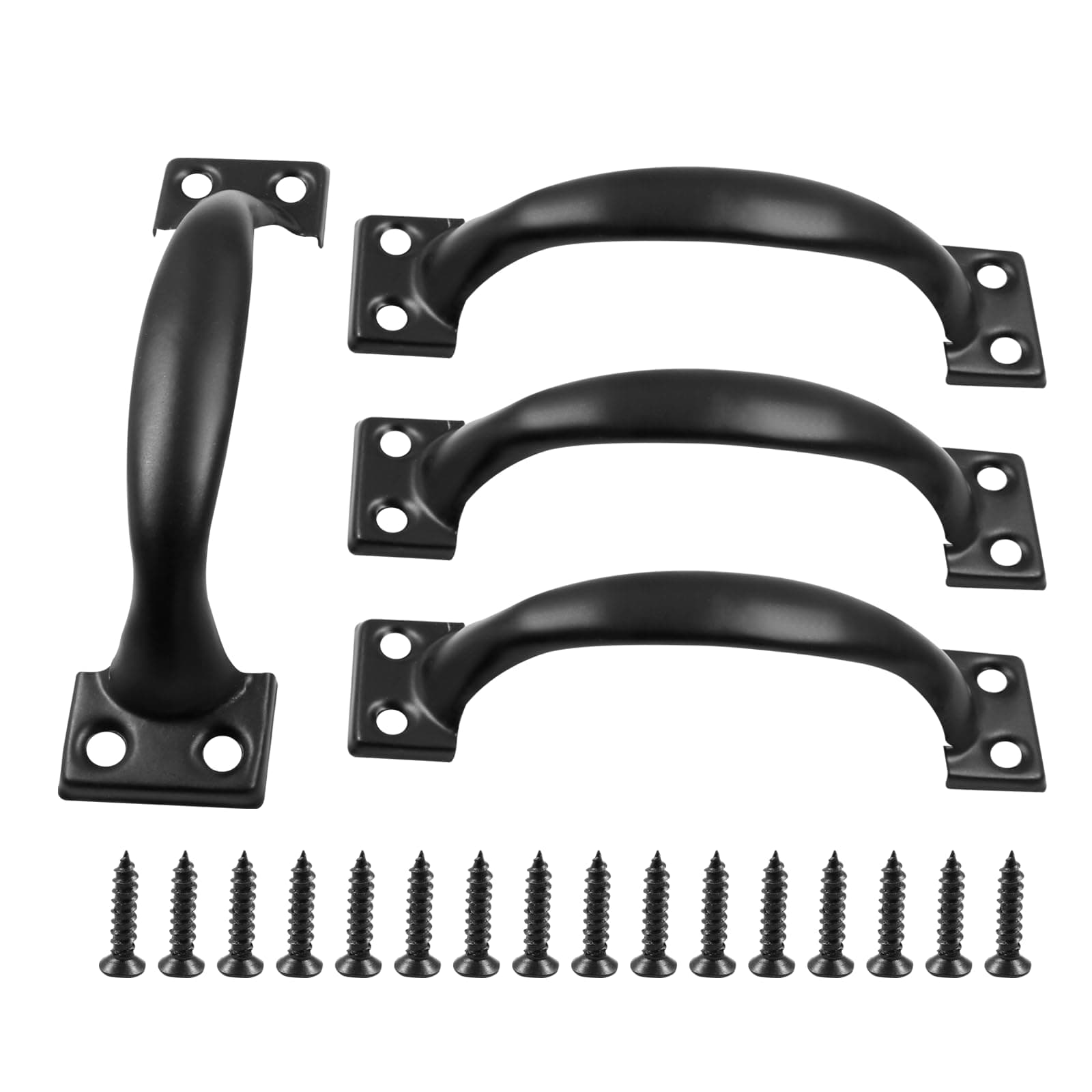 4Pcs 4” Metal Door Handles Bow Handle, Large Door Pulls Vintage barn Door Handles for Furniture Cabinets Kitchen Drawer Dresser Gate - Black