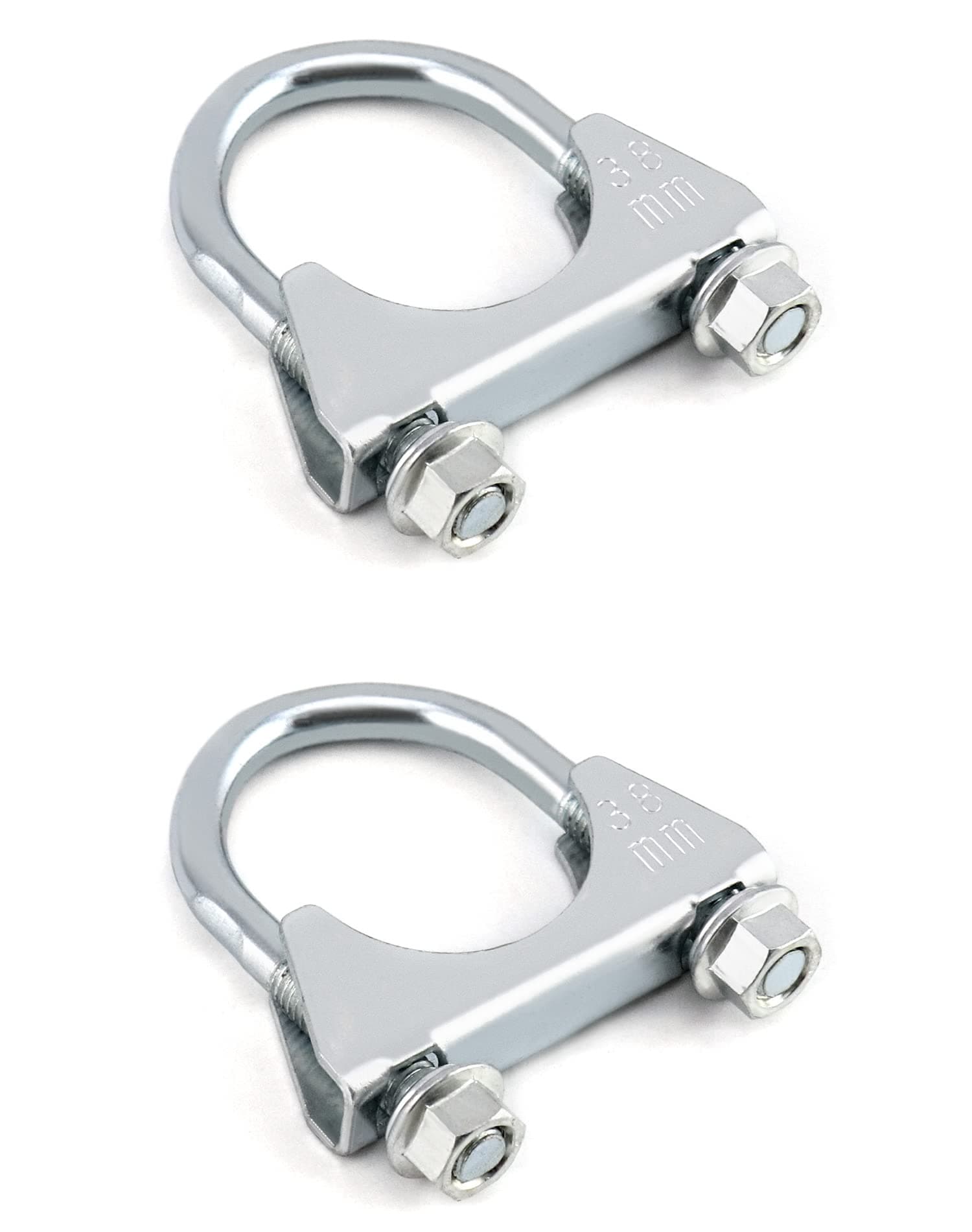 QWORK U-Bolt Muffler Tip Exhaust Hook, 1-1/2" OD 2Pcs Stainless Steel Universal Silencer Exhaust Clip