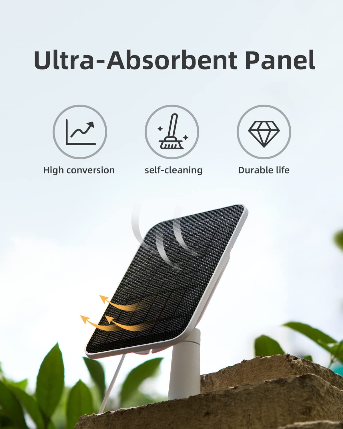Noorio 3W Solar Panel for Security Camera Outdoor Wireless, Compatible with Outside Battery Camera B200 & B200-SE Series - Solar Camera Charger with 10ft Cable, IP 65 Waterproof, 360° Rotation