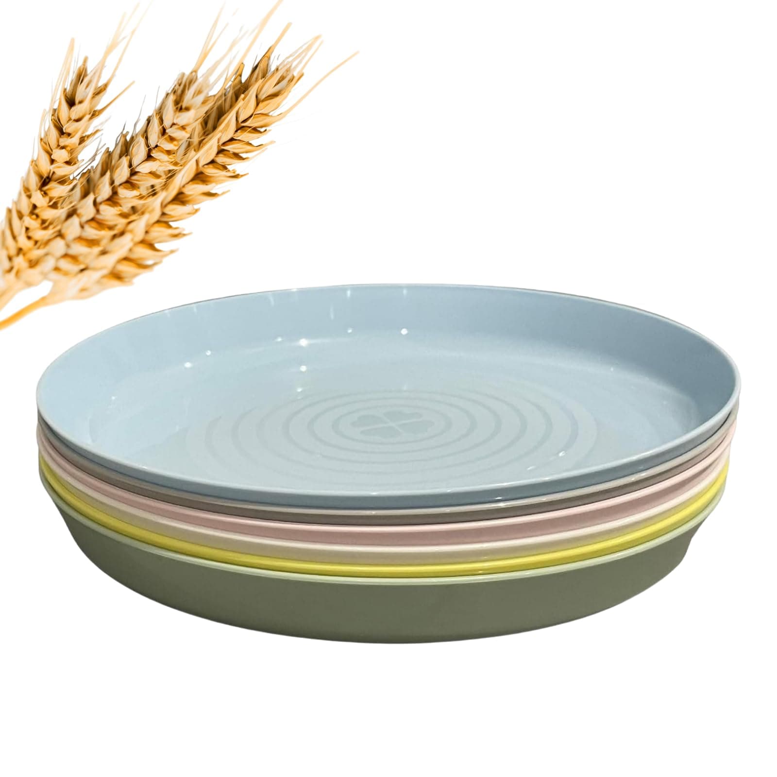 Kalas Reusable Plastic Plates/6 Pack Multi Coloured Party Plates for Kids/Adults/19x2 cm Stackable, Unbreakable, Lightweight/Pastel Bright Colours to Choose Your Favourite, Picnic & Dinner Use