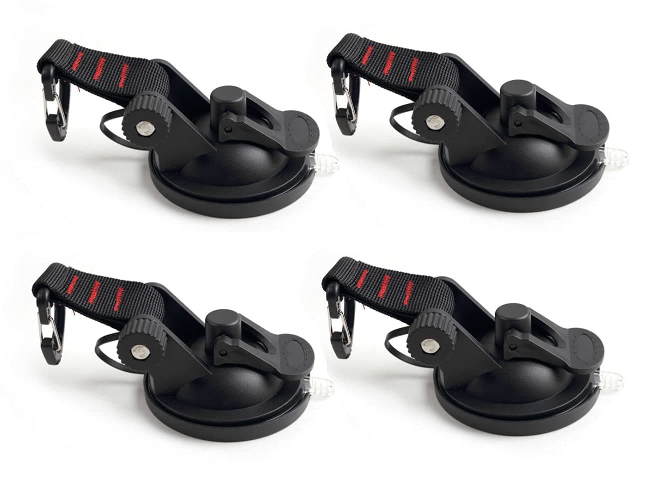 Duty Suction Cup, Powerful Sucker with Securing S Hook Anchor Heavy Tensioner for Home, Workshop for Tie Down Luggage, Camping Car. (4 Pieces), black