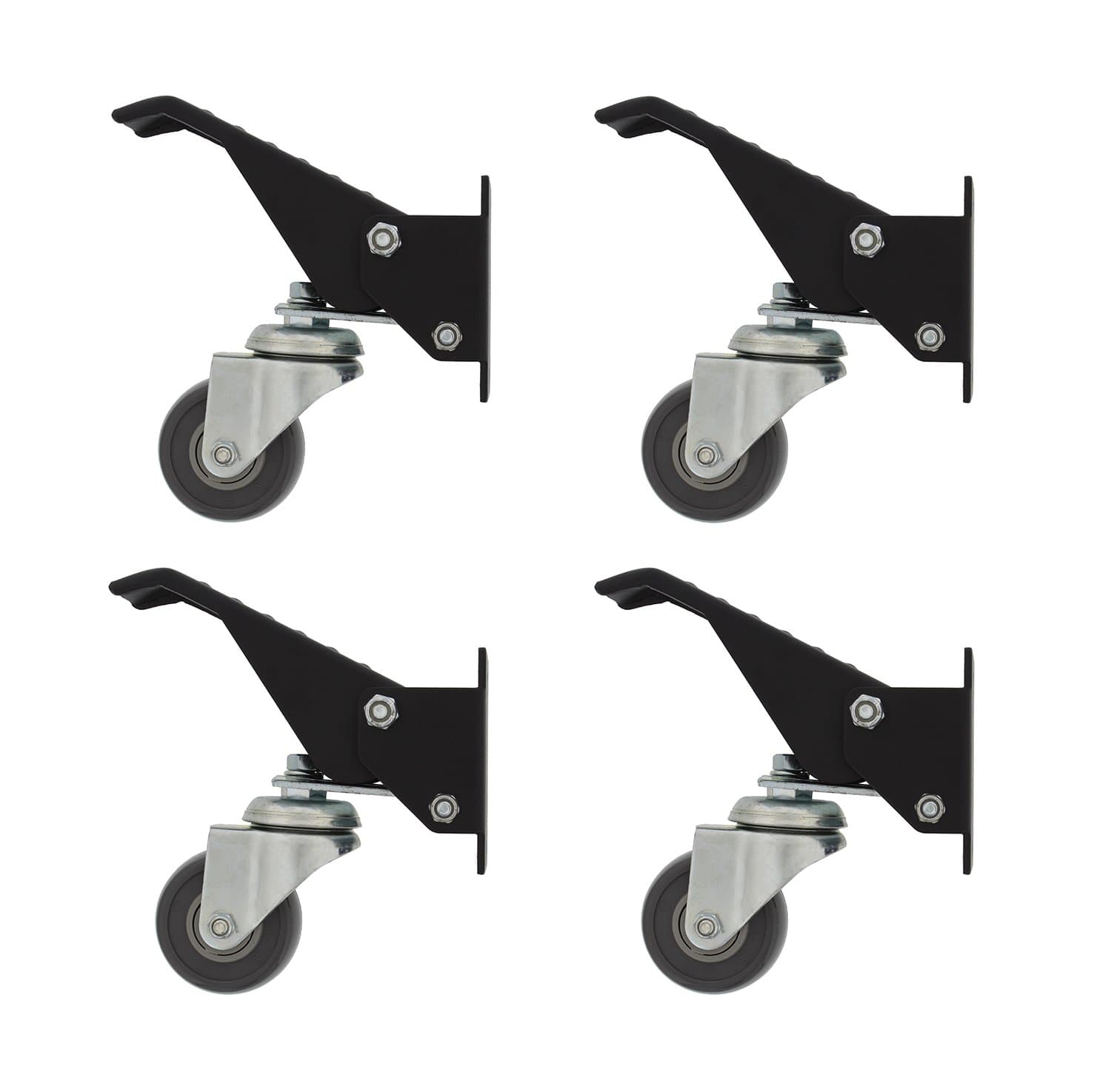 DCT Heavy-Duty Workbench Cart Swivel Urethane Caster Threaded Wheels Assembly Set with Mounting Plate Bracket 4-Pack
