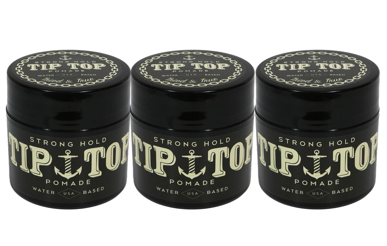 TIP TOP Strong Hold Water Based Pomade 4.25oz Pack of 3