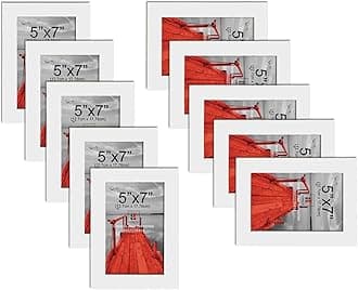 Art Street Synthetic Wood Individual Wall Photo Frame (White, 5x7 Inches)- Set of 10