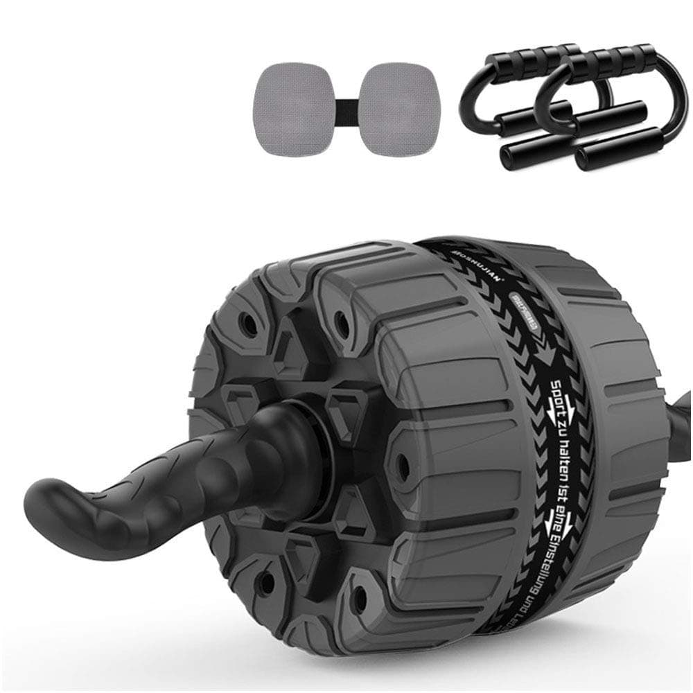 QJJML Ab Roller Wheel,Ab Roller Exercise Equipment for Core Workout and for Home Gym,Automatic Rebound,Silent,Non-slip and Wear-resistant,Can Bear 300kg,withpush-upstand-Black