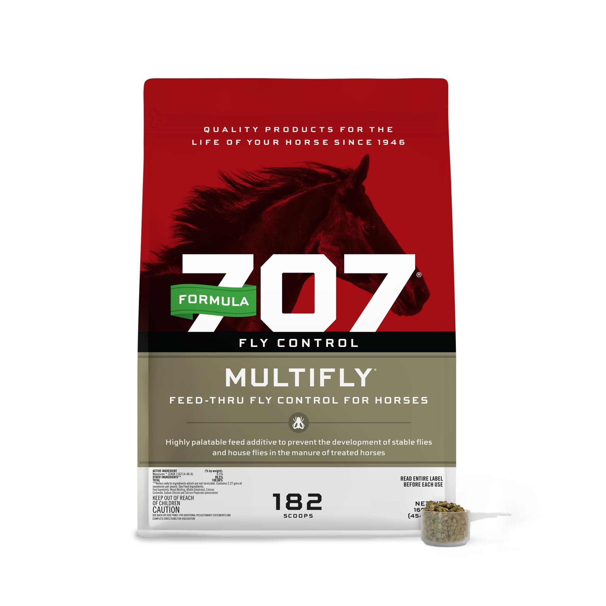 Formula 707 MultiFly Feed-Thru Fly Control Pellets for Horses - Palatable & Safe Fly Population Reduction (10 lb Bag - 182 Servings)