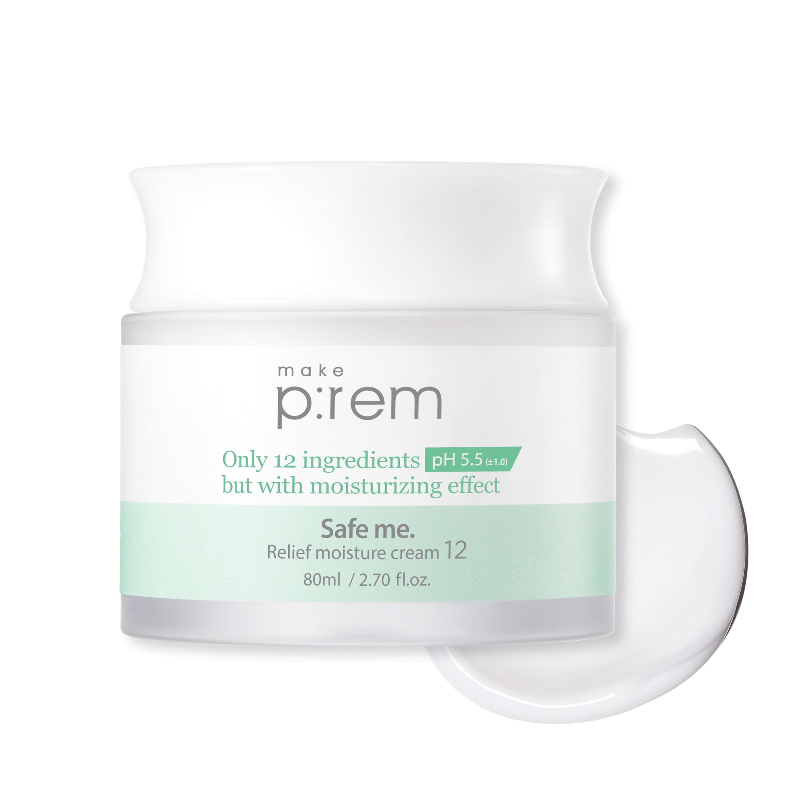 Make Prem Safe Relief Moisture Cream, 12, 2.8 fl oz (80 ml), Large Capacity, Weak Acid, Highly Moisturizing, Improves Roughness, Dry Skin, Sensitive Skin, 12 Ingredients