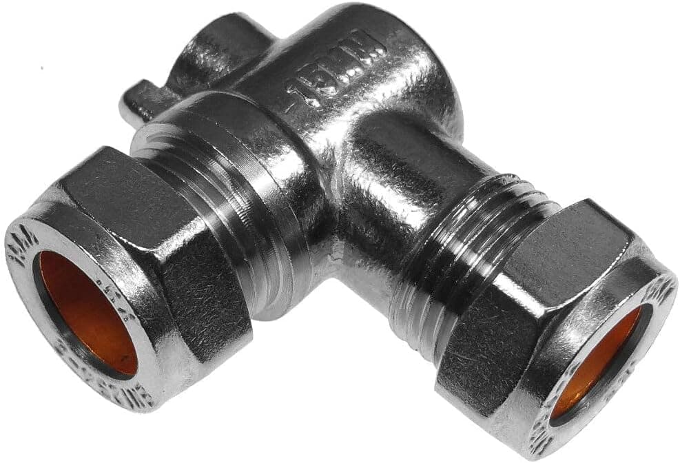 NPH PLUMBING & HEATING 15mm Angled Isolating Valve Compression 90 Degree Elbow Chrome