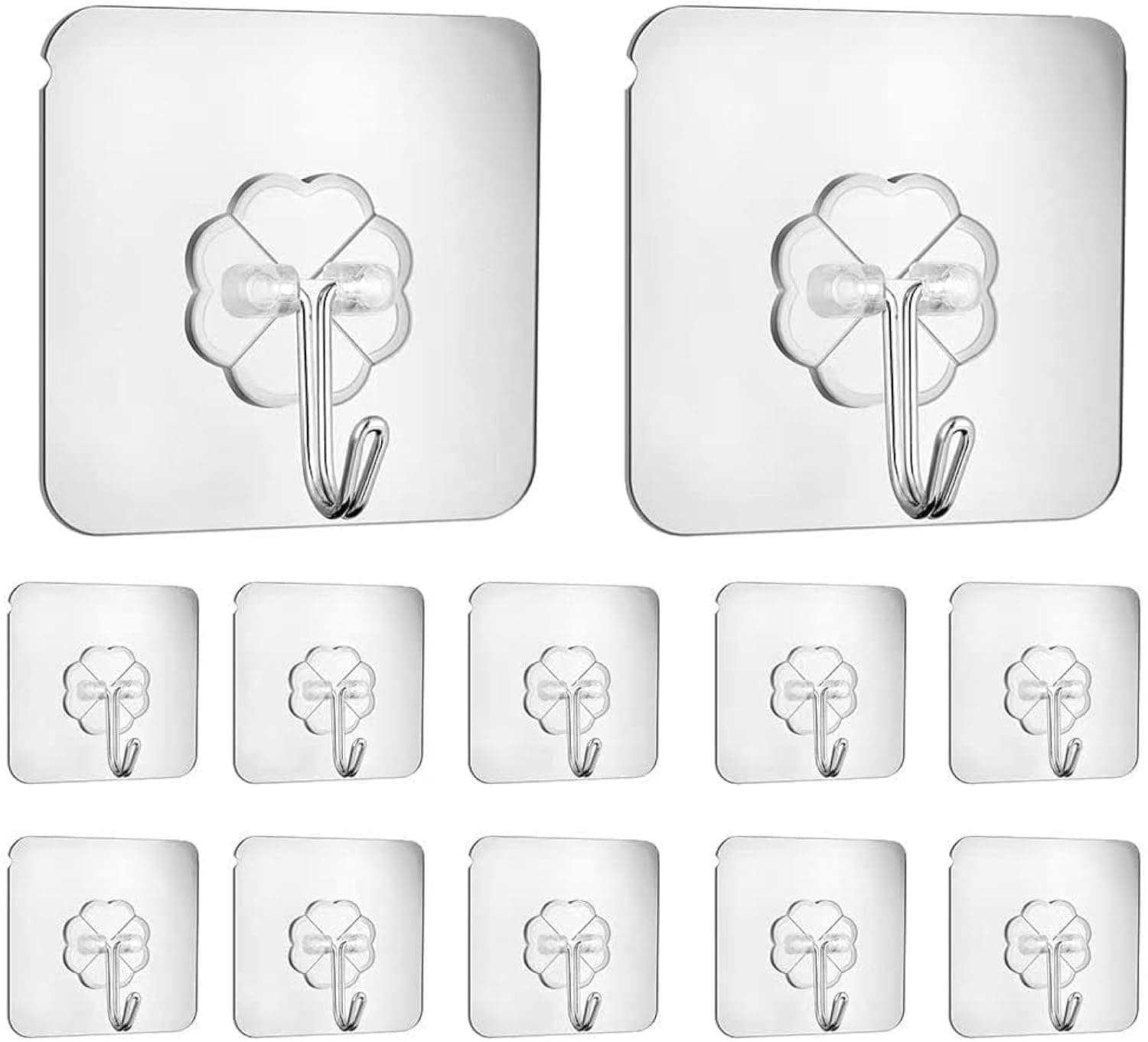 McMola Adhesive Hooks, Self Adhesive Hooks,Waterproof Self Adhesive Hook Heavy Duty Wall Hooks for Home Kitchen Bathroom Hanging Coat Cloth Towel Key Decorations(12 Pack)