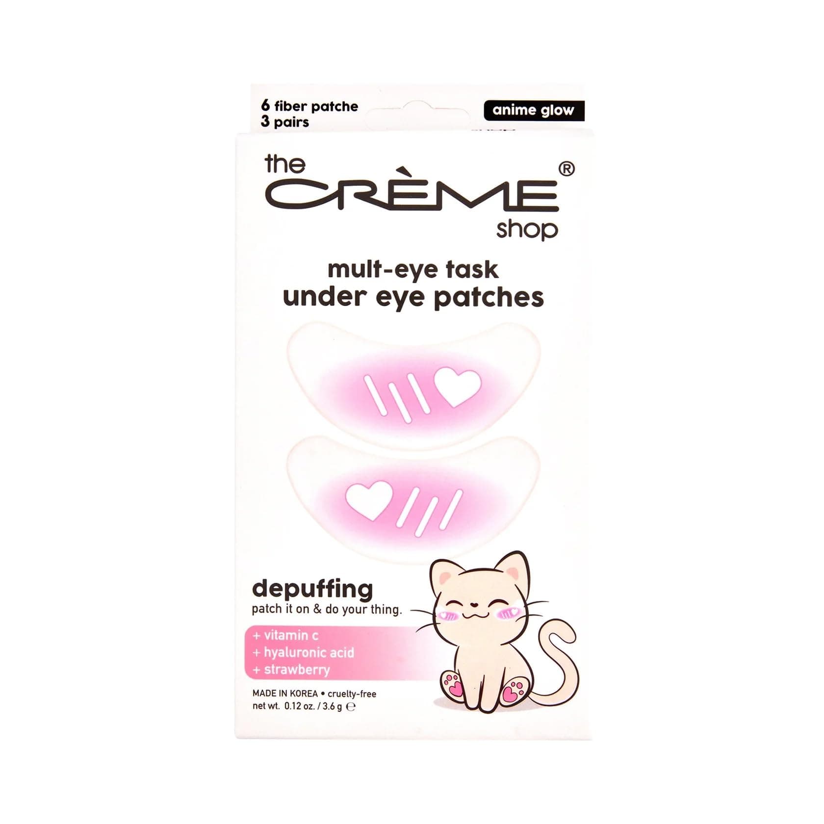 Mult-Eye Task Under Eye Patches | Under Eye Patches for Puffy Eyes | Korean Skin Care | Vitamin C, Hyaluronic Acid, Strawberry - Anime Glow (3 Pack)