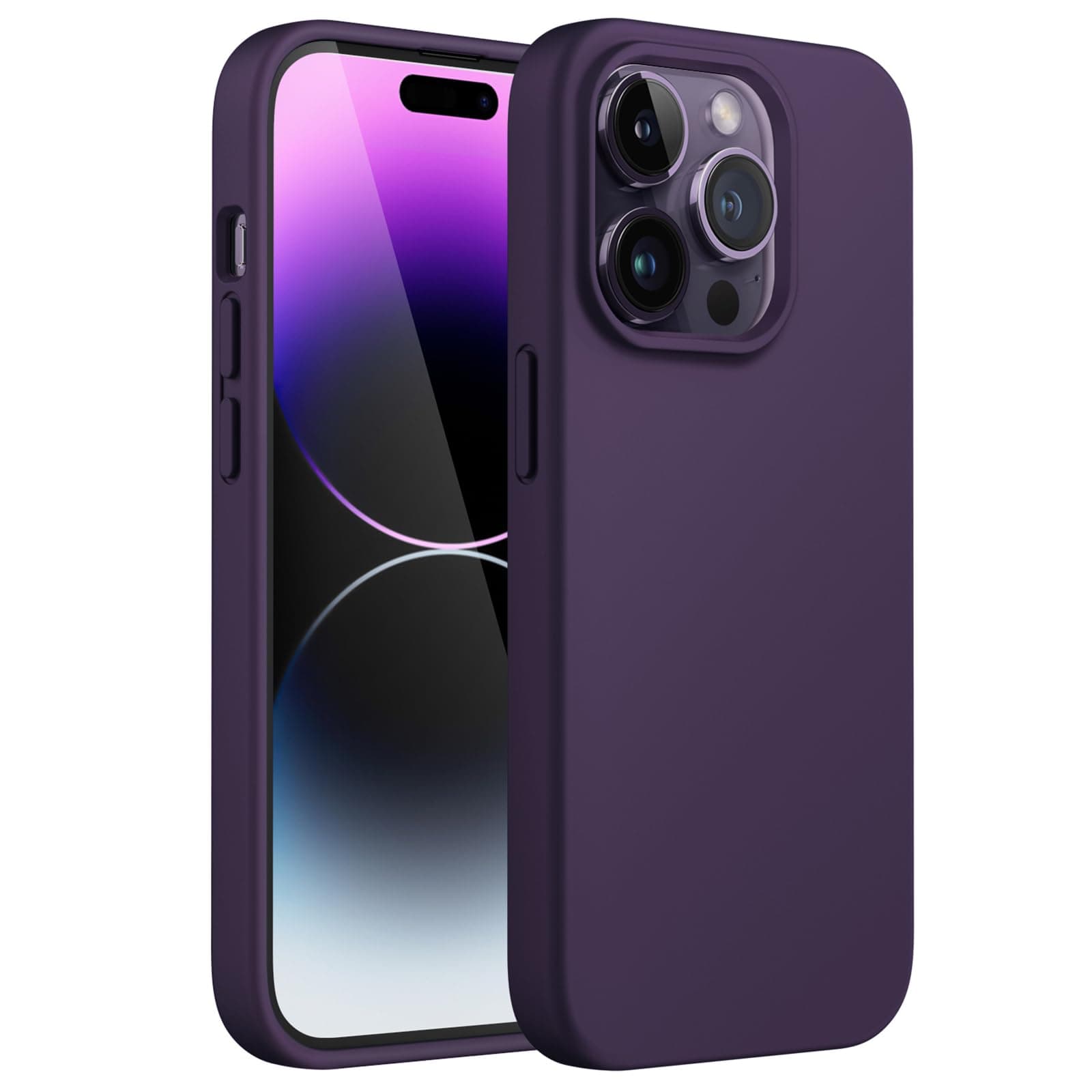 JETech Silicone Case for iPhone 14 Pro Max 6.7-Inch, Silky-Soft Touch Full-Body Protective Phone Case, Shockproof Cover with Microfiber Lining (Deep Purple)