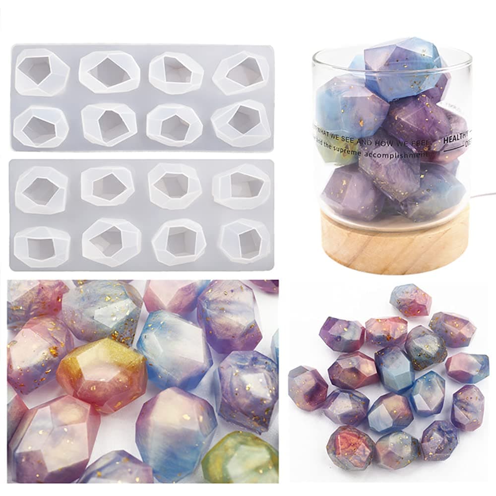 2Sets Ore Diamond Shape Epoxy Mold DIY Resin Casting Mineral Shape Silicone Mold, Size Around 1.5" x 1"