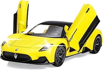 Toy Cars MC20 Model Car Diecast Metal Car Toys with Light and Sound Pull Back Car Gifts for 3-12 Year Old Boys Girls(Yellow)