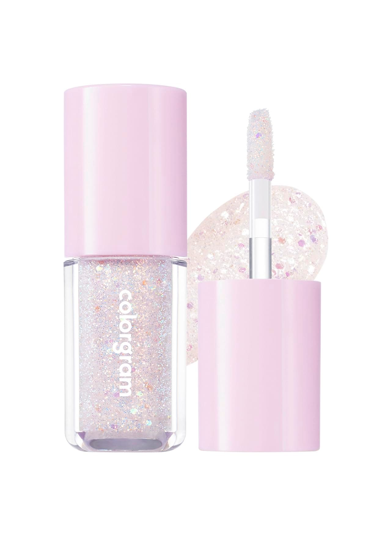 COLORGRAM Milk Bling Shadow 01 Double Star | Pigmented Glistening Liquid Glitter Eyeshadow, Long-lasting Shimmer to Matte, Infused with different sized Glittery Pearls