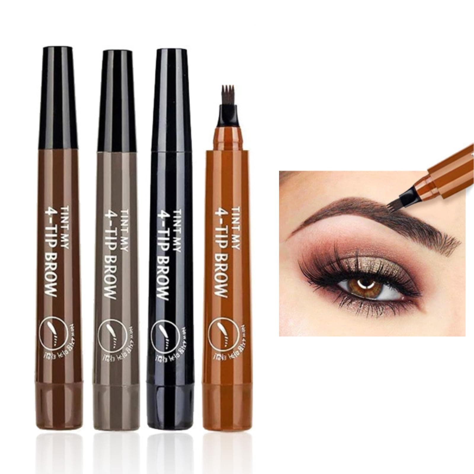 Ninnyi 4PCS Waterproof Microblading Eyebrow Pen 4 Fork Tip Pencil, Creates Lasting MakeUp, Cover Sparse Areas