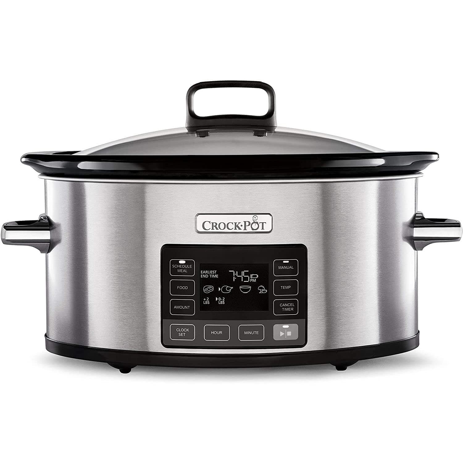 Crock-Pot TimeSelect Digital Slow Cooker | Programmable Digital Display | 5.6 L (7+ People) | Keep Warm Function | Energy Efficient | Stainless Steel [CSC066]