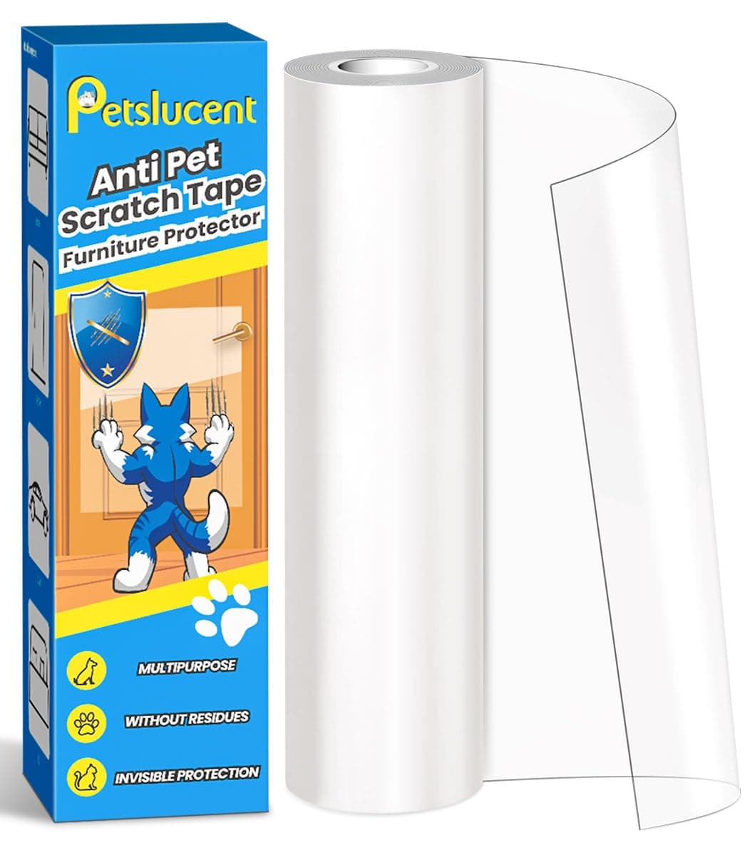 Petslucent Door Protector from Dog Scratching, Cat Anti Scratch Tape， Clear Training Self Adhesive Tape for Carpet, Sofa, Couch, Door (20cm x 5m)