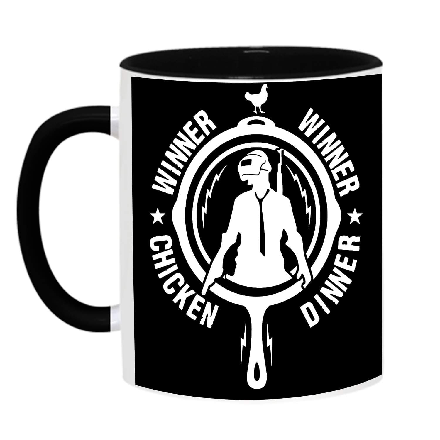 THE KAMY Inside Black Ceramic Coffee Mug for PUBG Lovers, Printed on Both The Sides. (350 ML) (D01)