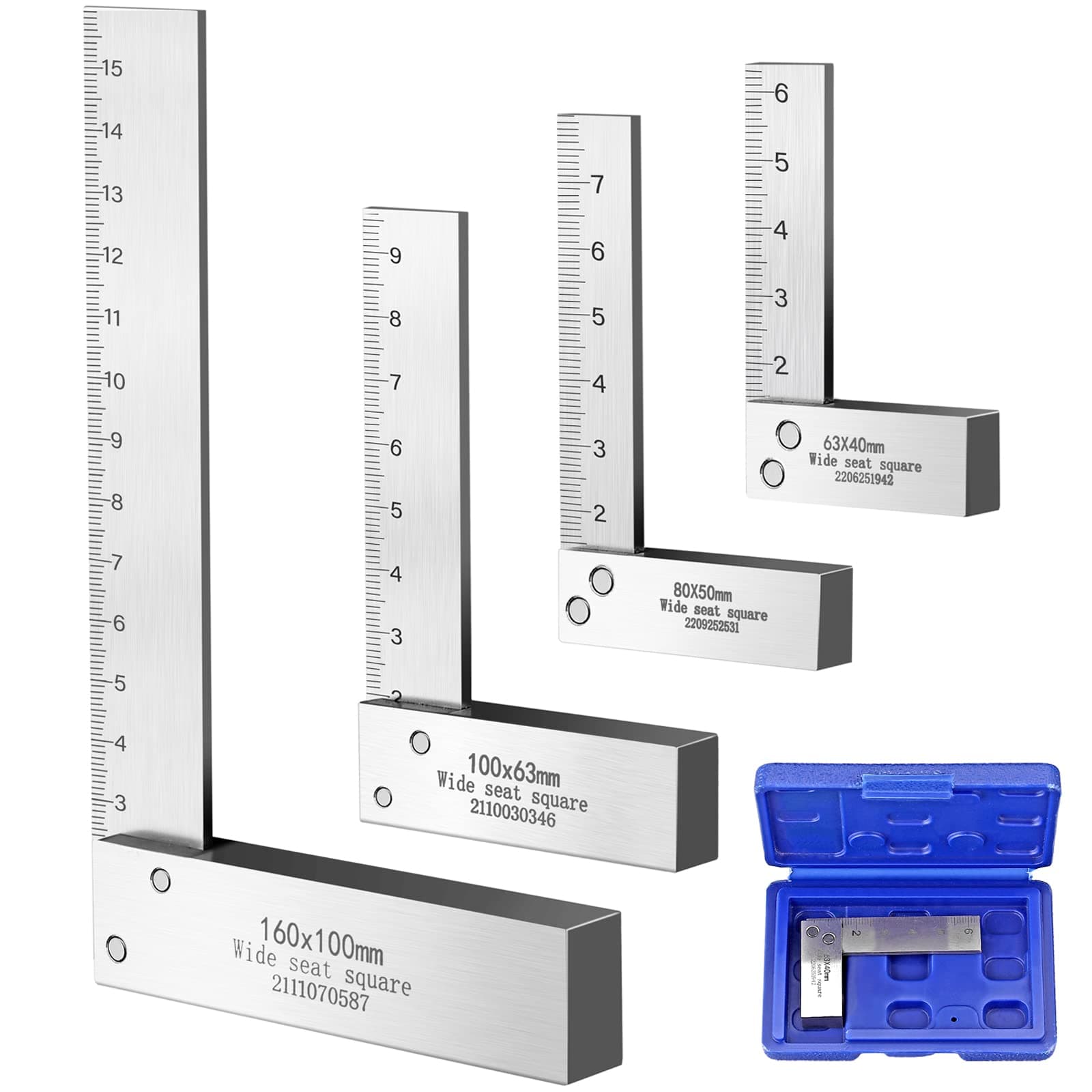 – Engineers Square Set 2, 3, 4 and 6 inch Squares Combinations, Right Angle Engineer Set Hardened Angle Ruler Hard Steel Construction for Precision Layout and Measurement Work