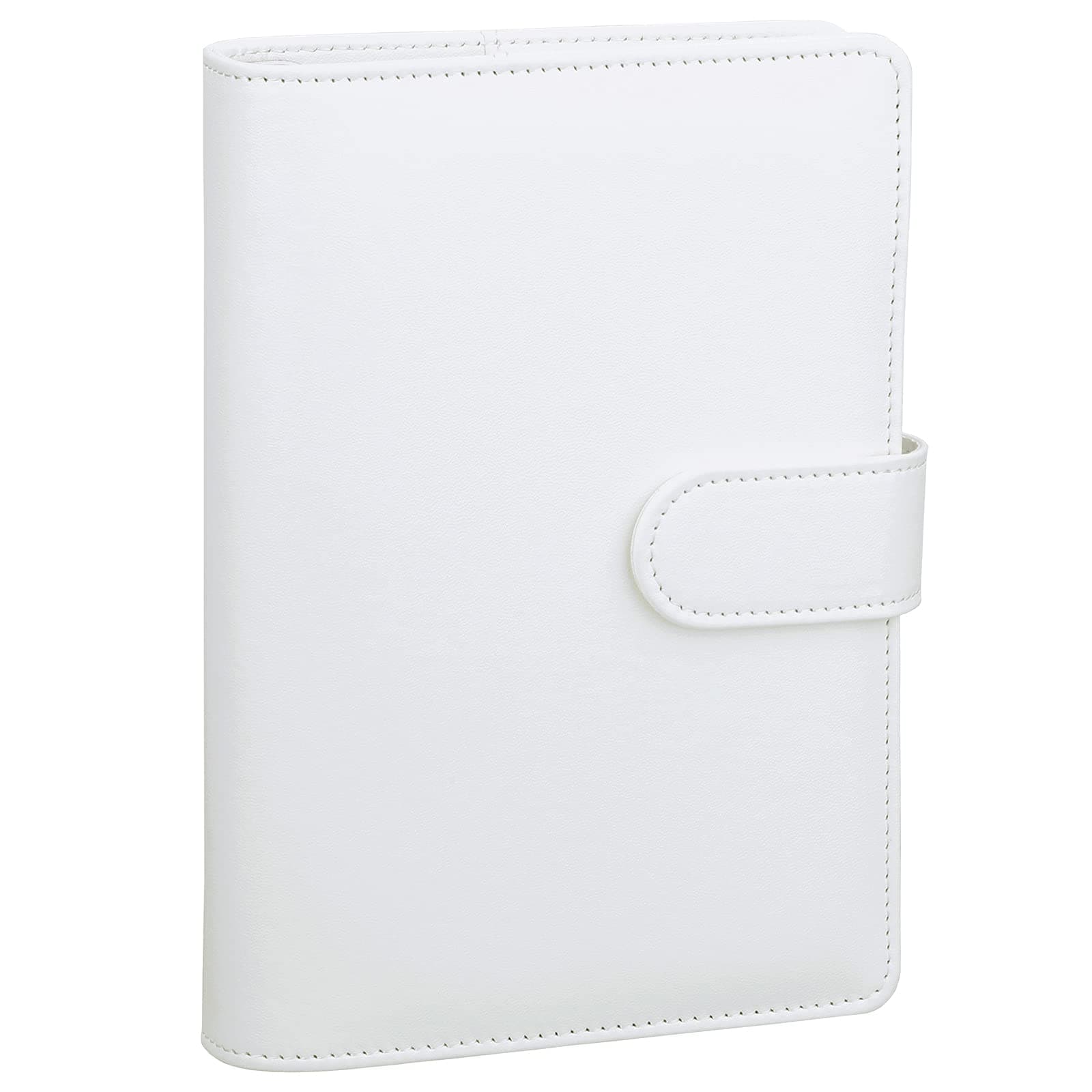 Antner A6 Binder 6 Ring Refillable Notebook Budget Planner for A6 Filler Paper, PU Leather Loose Leaf Personal Planner Wallet Money Organizer Cash Stuffing Binder with Magnetic Buckle Closure, White