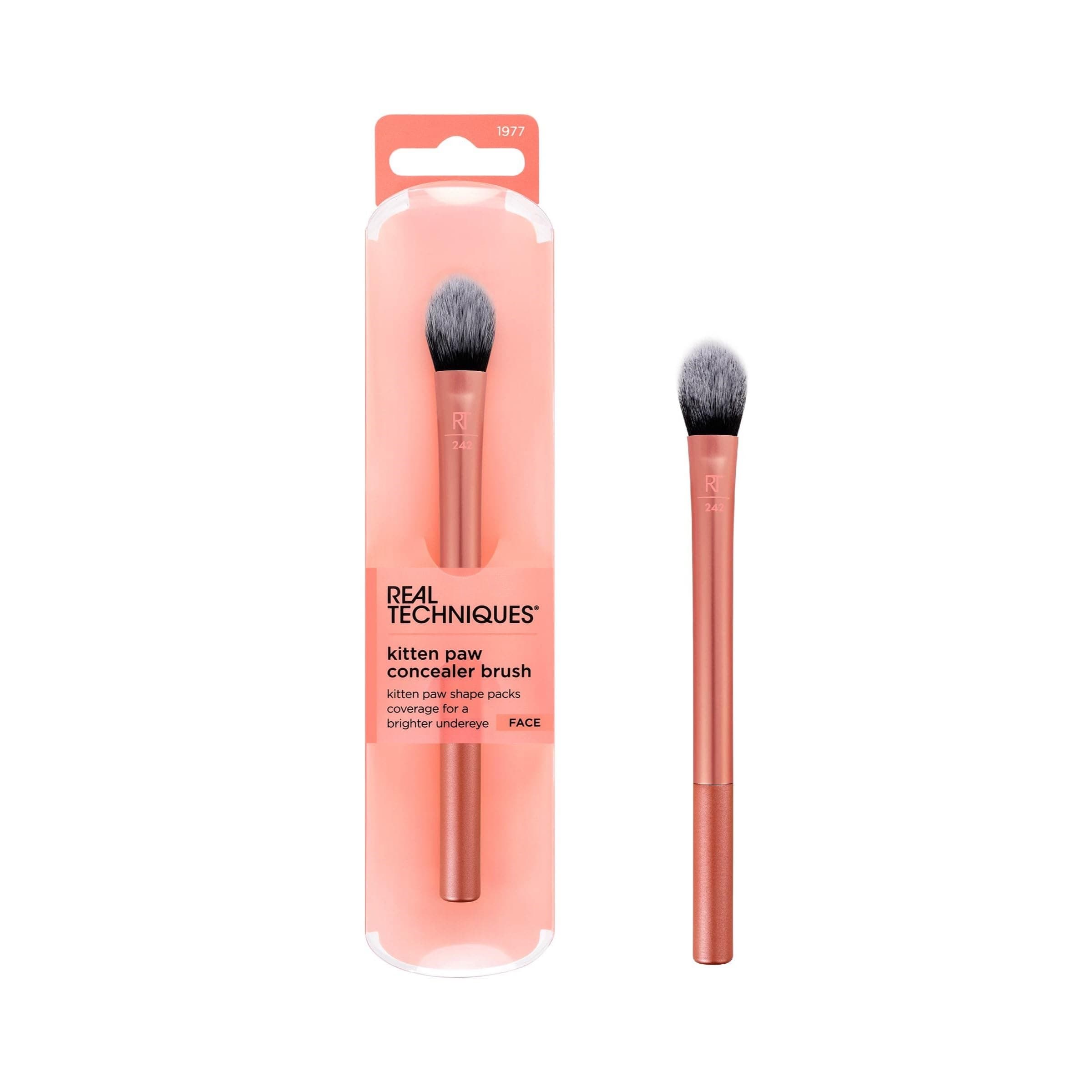 Brightening Concealer Brush, Kitten Paw Shape Fits Under Eyes to Conceal Dark Circles, Eye Cream, Primer, Brightener, and Cover Imperfections, RT 242, cruelty-free, 1 count