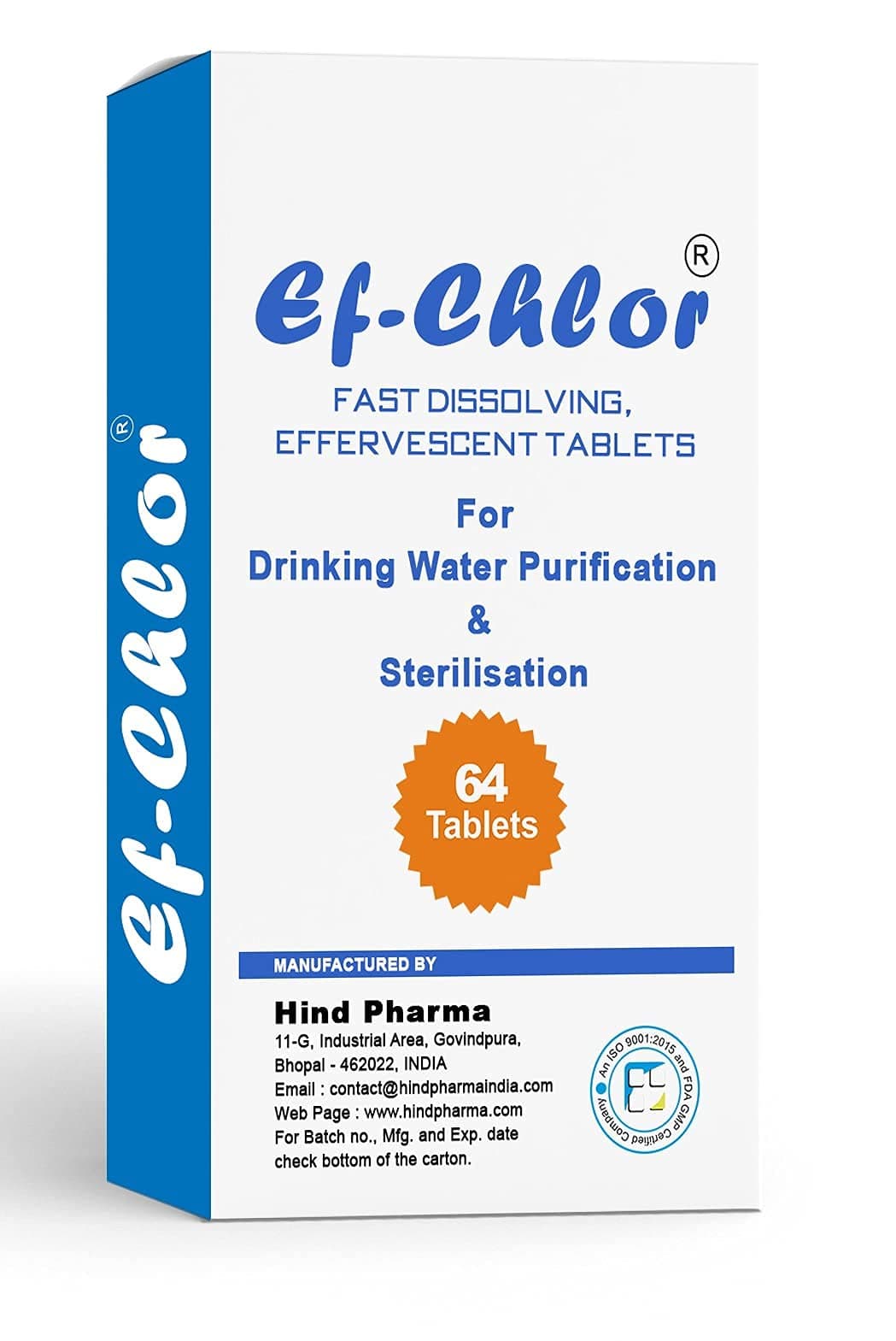 400mg Fast-Dissolving Effervescent Sterilization Tablets | Disinfection for Water, Surfaces & Equipment | 1 Tablet Treats 100L Water | Pack of 64