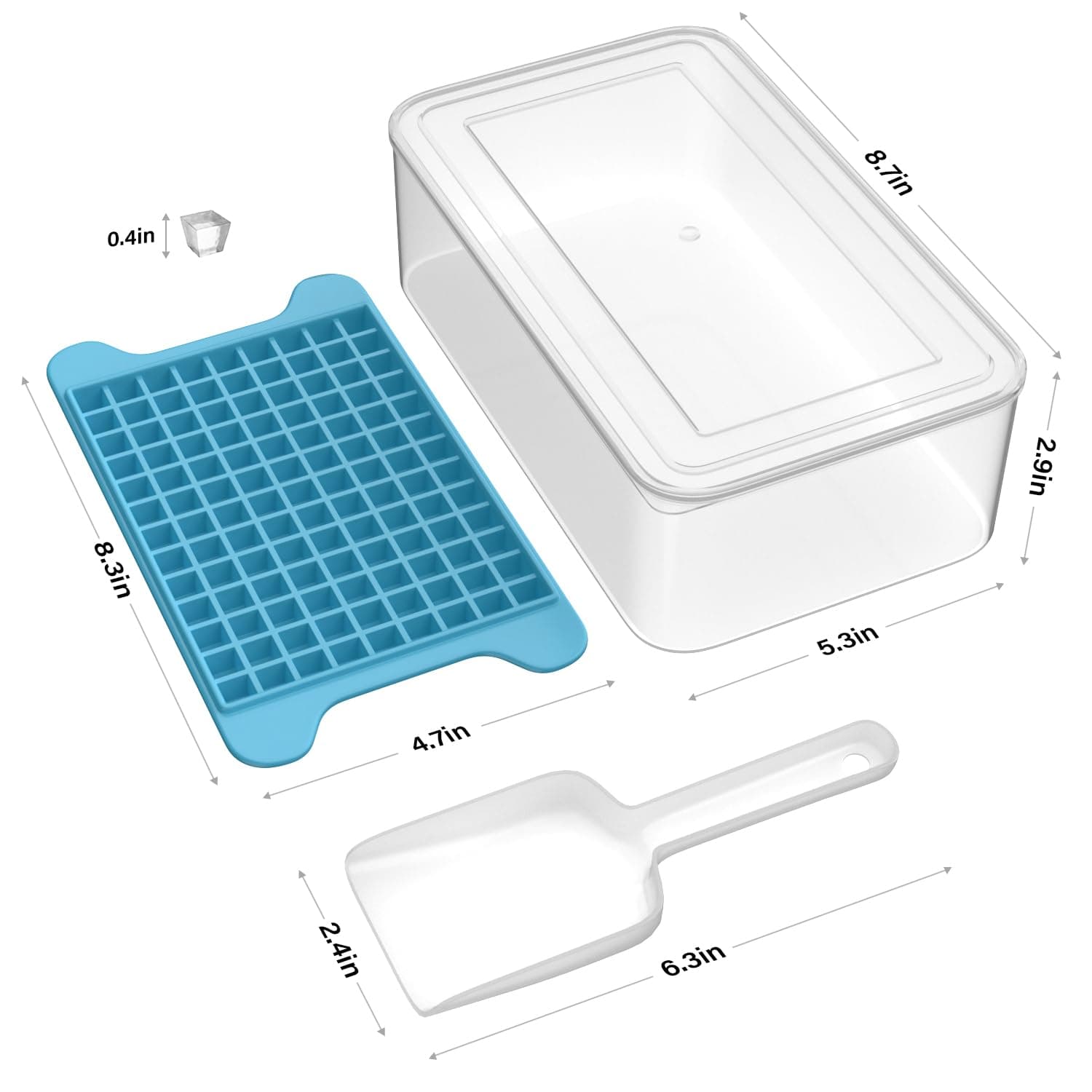 Mini Ice Cube Tray for Freezer: Small Ice Trays for Freezer with Bin - 135×4PCS Easy Release Nugget Ice Tray - Crushed Ice Tray with Ice Container