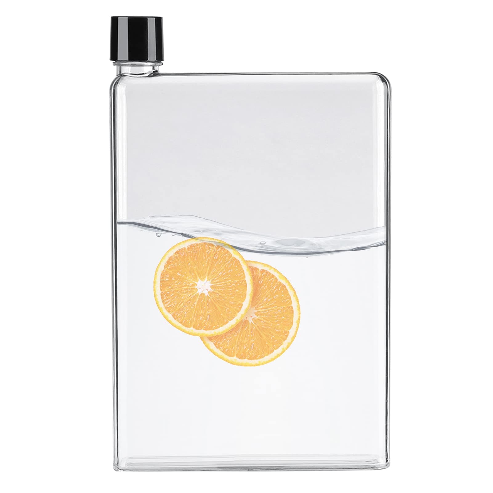 Ejoyous Plastic Flat Water Bottle, 750ml A5 Leak Proof Water Drinking Bottle Portable Plastic Transparent Slim Travel Mug Cups for Home Office Outdoor Camping Hiking Sports Activity(white)