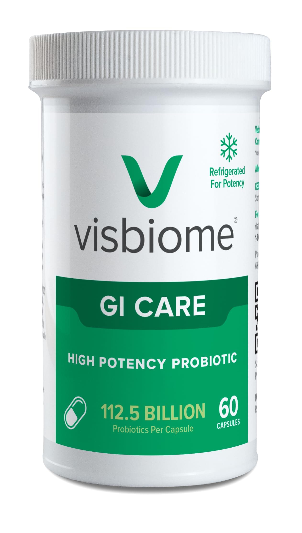 Visbiome® GI Care - High Potency Probiotic - 112.5 Billion CFU Live Probiotics, Original De Simone Formulation, Made in USA, 60 Capsules.