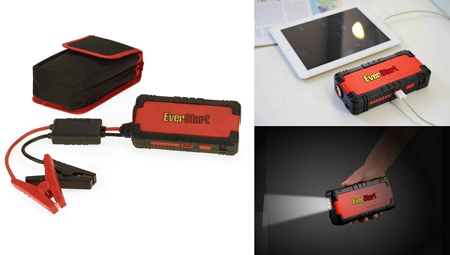 Everstart Lithium Battery Jump Starter Max 12,000 mAh Multi-Function Smart Portable Car Jump Starter Powerbank for Smartphones &