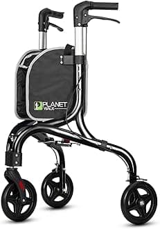 Premium 3 Wheel Rollator Walker for Seniors - Ultra Lightweight Foldable Walker for Elderly, Aluminum Three Wheel Mobility Aid, Black