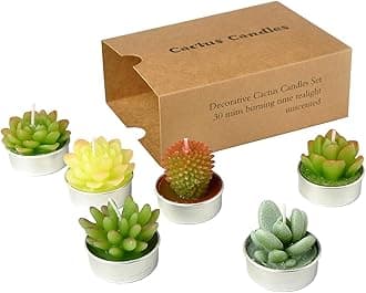 Cactus Tealight Candles, Handmade Delicate Succulent Cactus Candles（ Perfect for Birthday Party ,Wedding, Spa, Home Decor)