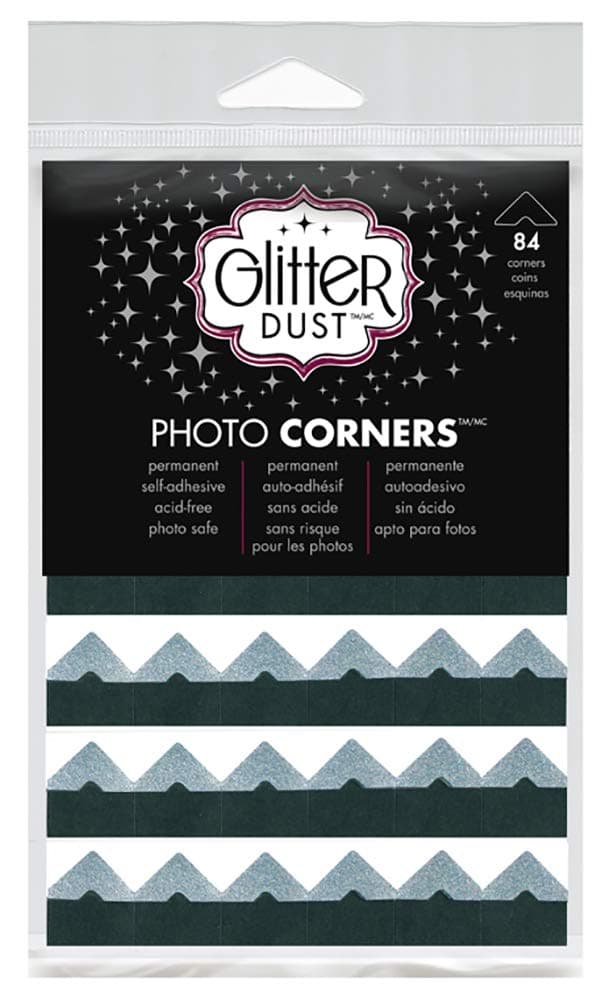 Glitter Dust Photo 84 Self Adhesive Corners, Silver