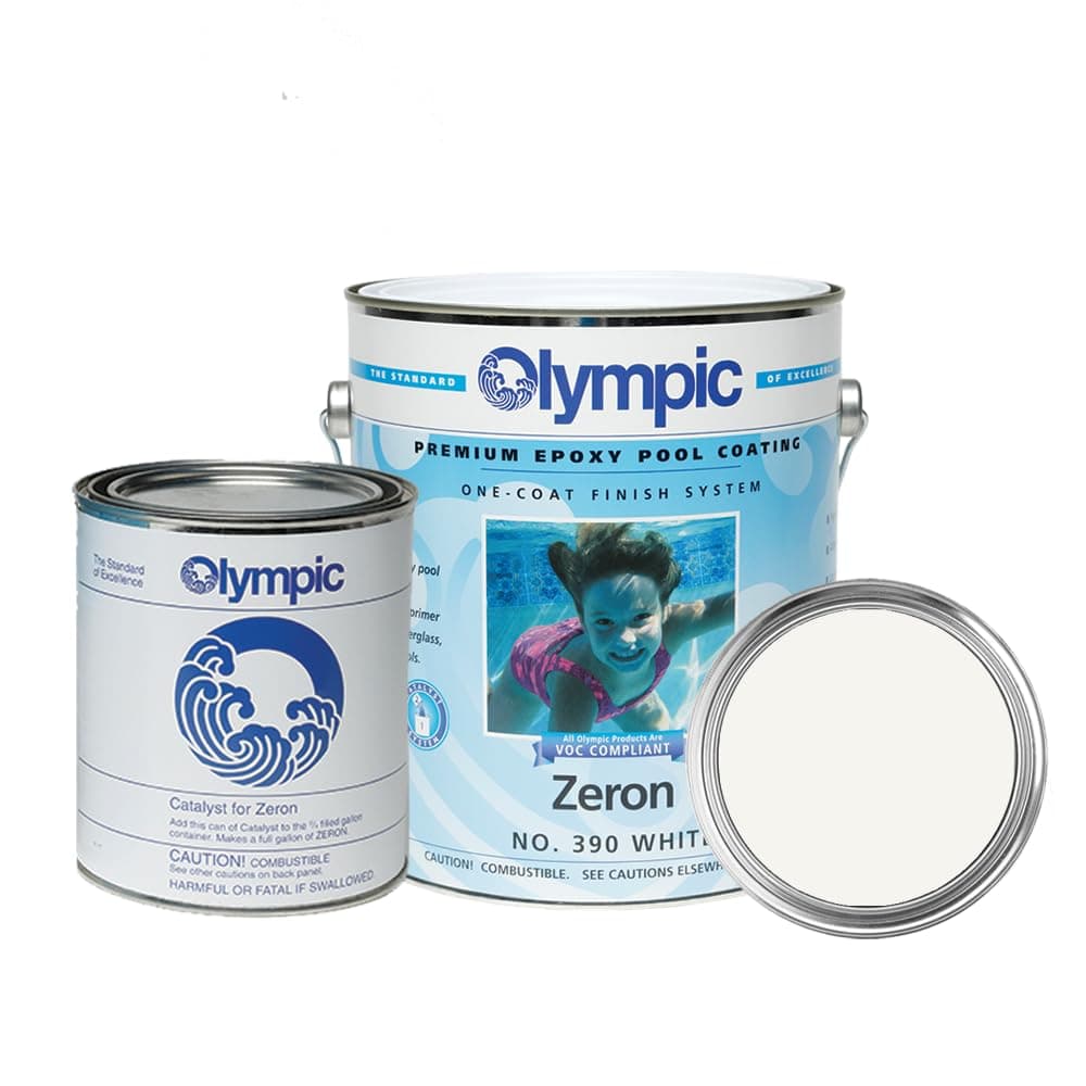Olympic Pool Paint - Zeron - White - 1 Gallon - two-part epoxy swimming pool paint - one-coat for plaster, fiberglass, steel and aluminum pools.