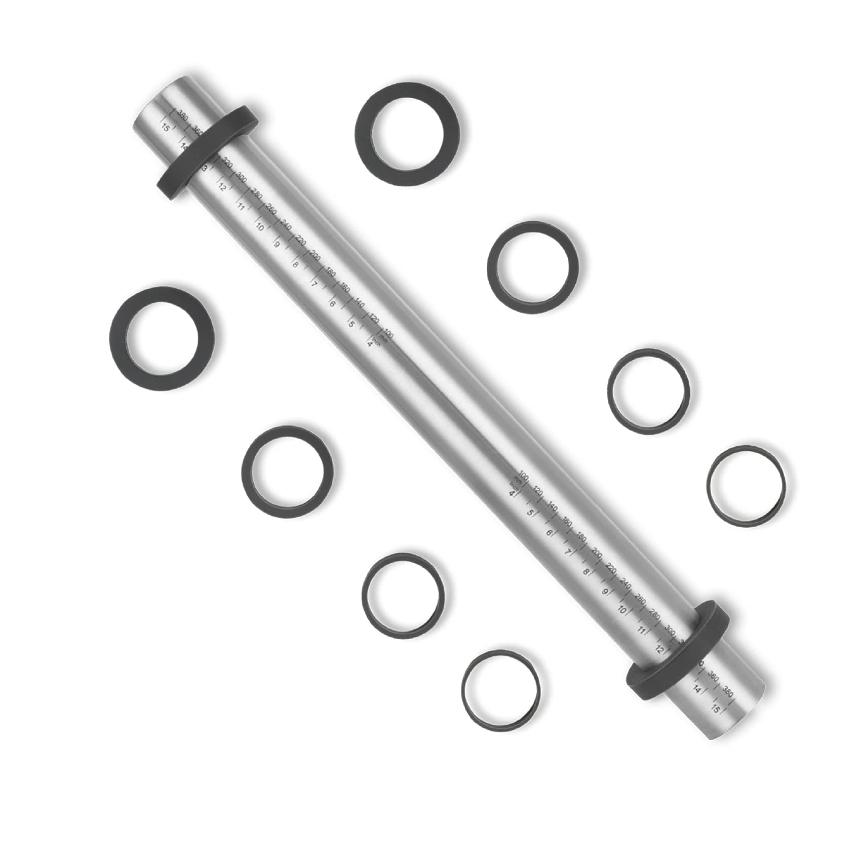 SUPER KITCHEN Rolling Pin, Stainless Steel, Adjustable, Non-Stick, 5 Sizes, Baking Accessories