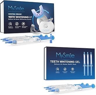 MySmile Teeth Whitening Kit with LED Light, 10 Min Non-Sensitive Fast Teeth Whitener with 3 Carbamide Peroxide Teeth Whitening Gel, Helps to Remove Stains from Coffee, Smoking, Wines, Soda, Food