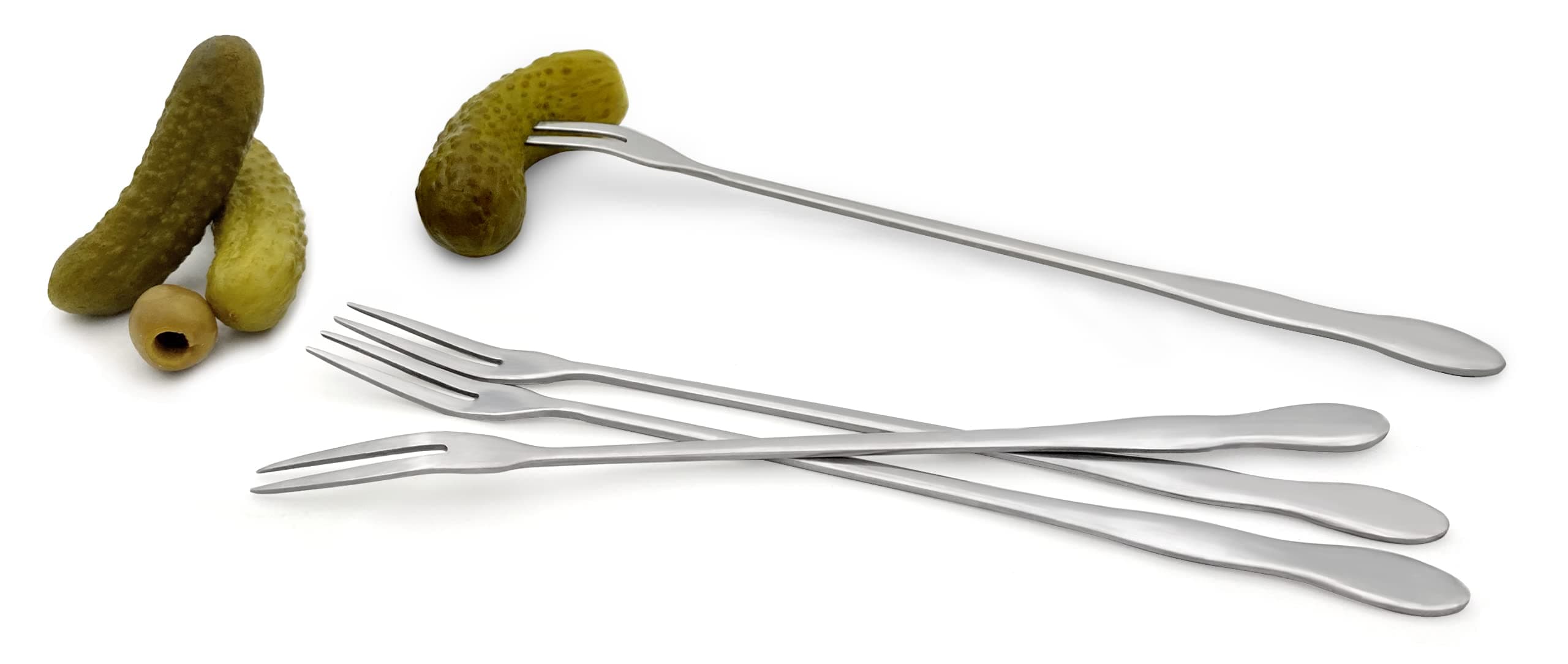 Pickle Forks Olive Fork pickle grabber, pickle picker for the jar, Cocktail Forks, Set of 4,long handle 7.8in
